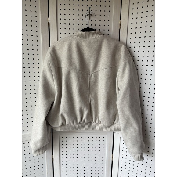 Zara Women's XL Cropped Bomber Jacket Cream Ivory NWT Chic Outerwear Varsity - Picture 7 of 7